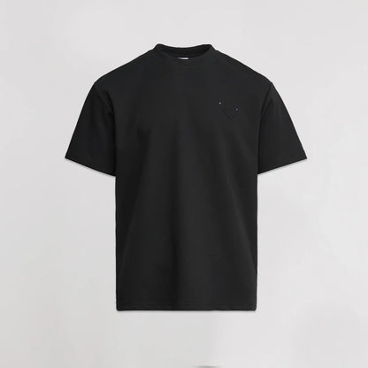 Men's Heavyweight 280g 2026 Summer New Cotton Solid Color Short Sleeve T-Shirt Crew Neck Triangle Label All-match Minimalist Tee