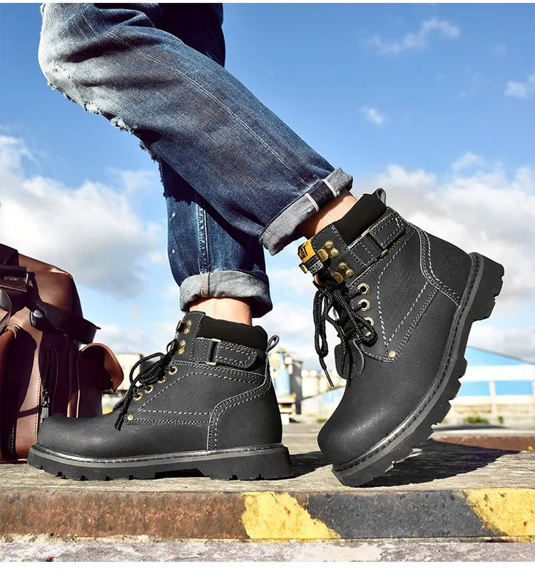 Genuine Leather Mens Women Winter Ankle Military Treking Snow Yellow Tactical Boots Outdoor for Men Work Shoes Sneakers