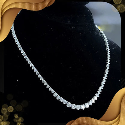 3-Claw Graduated Moissanite Tennis Necklace S925 Sterling Silver with Certificate Lab Diamond Wedding Riviera Necklace for Women