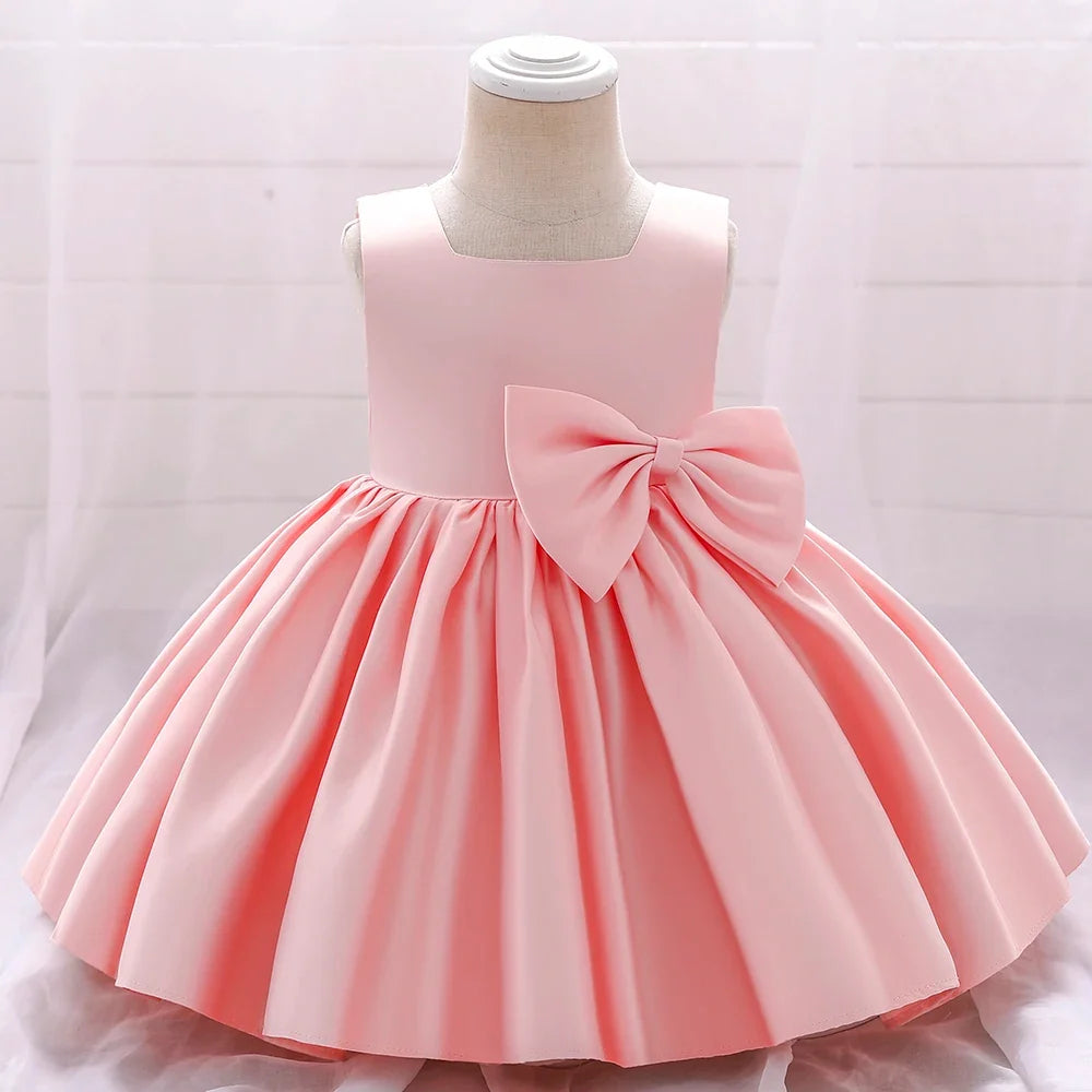 Big Bow Baby Girls Party Dress Toddler 1st Birthday Baptism Princess Kids Dresses for Girl White Wedding Prom Christmas Costumes