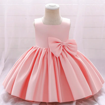 Big Bow Baby Girls Party Dress Toddler 1st Birthday Baptism Princess Kids Dresses for Girl White Wedding Prom Christmas Costumes