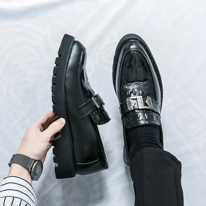 Mens Loafers Party Business Thick Soled Men Leather Shoes Dress Platform Shoes Comfortable Fashion New Casual Shoes for Men