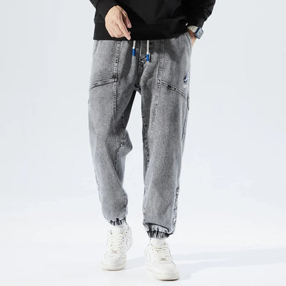 Spring Autumn Plus Size Baggy Jeans Men Hip Hop Streetwear Harem Pants Fashion Embroidery Stretch Cotton Casual Jogger Jeans 8XL