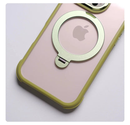360° Magnetic Rotatable Holder Shockproof Case For iPhone 17 16 Pro Max 15 14 13 Transparent For MagSafe Wireless Charge Cover