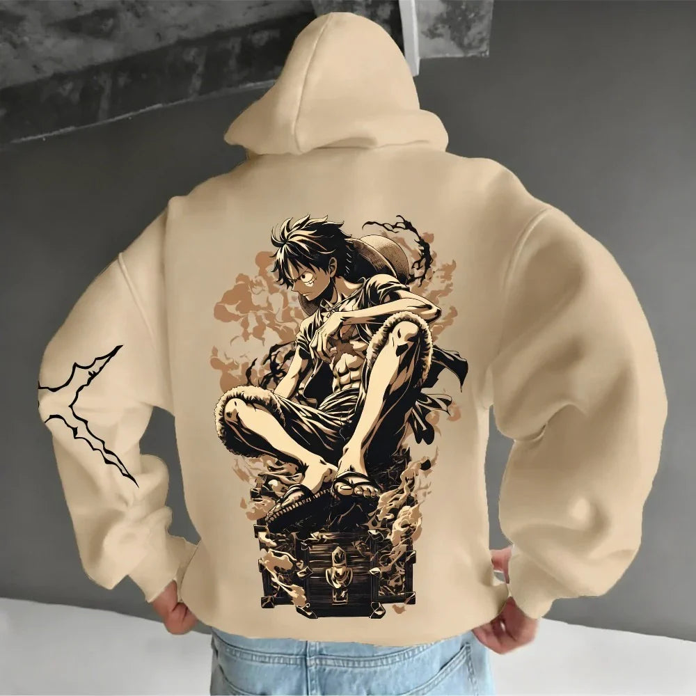 One Piece Men's Hoodie Sweatshirt Monkey D. Luffy Anime Spring Autumn Winter Boy High Quality Long-sleeved Parent-child Outfit
