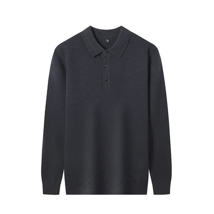Fashion Autumn And Winter New Cashmere Sweater Men's High Quality Pullover Casual Loose POLO Knitted Bottom Shirt Jacket Shirt