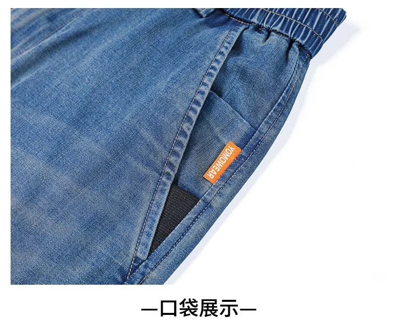 Thin Light Men's Summer Jeans Straight Fit Lyocell Denim Pants Male Elastic Elegant Casual New Style Stretch Relaxed Fit Telaxed