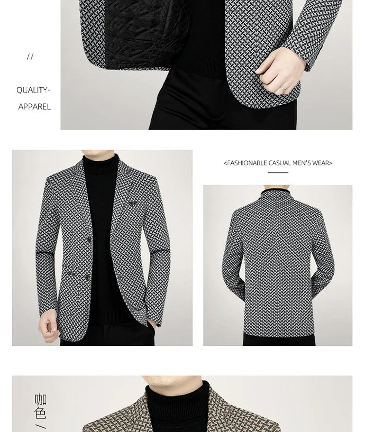 2026 Spring New Men's Blazer Business Casual Suit Jacket Middle Aged Male Fashion Office Wear Outerwear Top