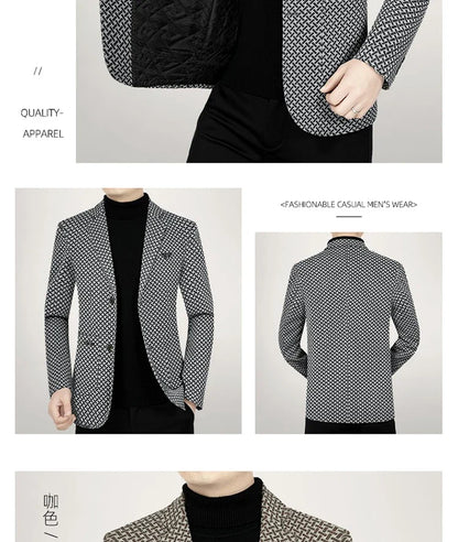 2026 Spring New Men's Blazer Business Casual Suit Jacket Middle Aged Male Fashion Office Wear Outerwear Top
