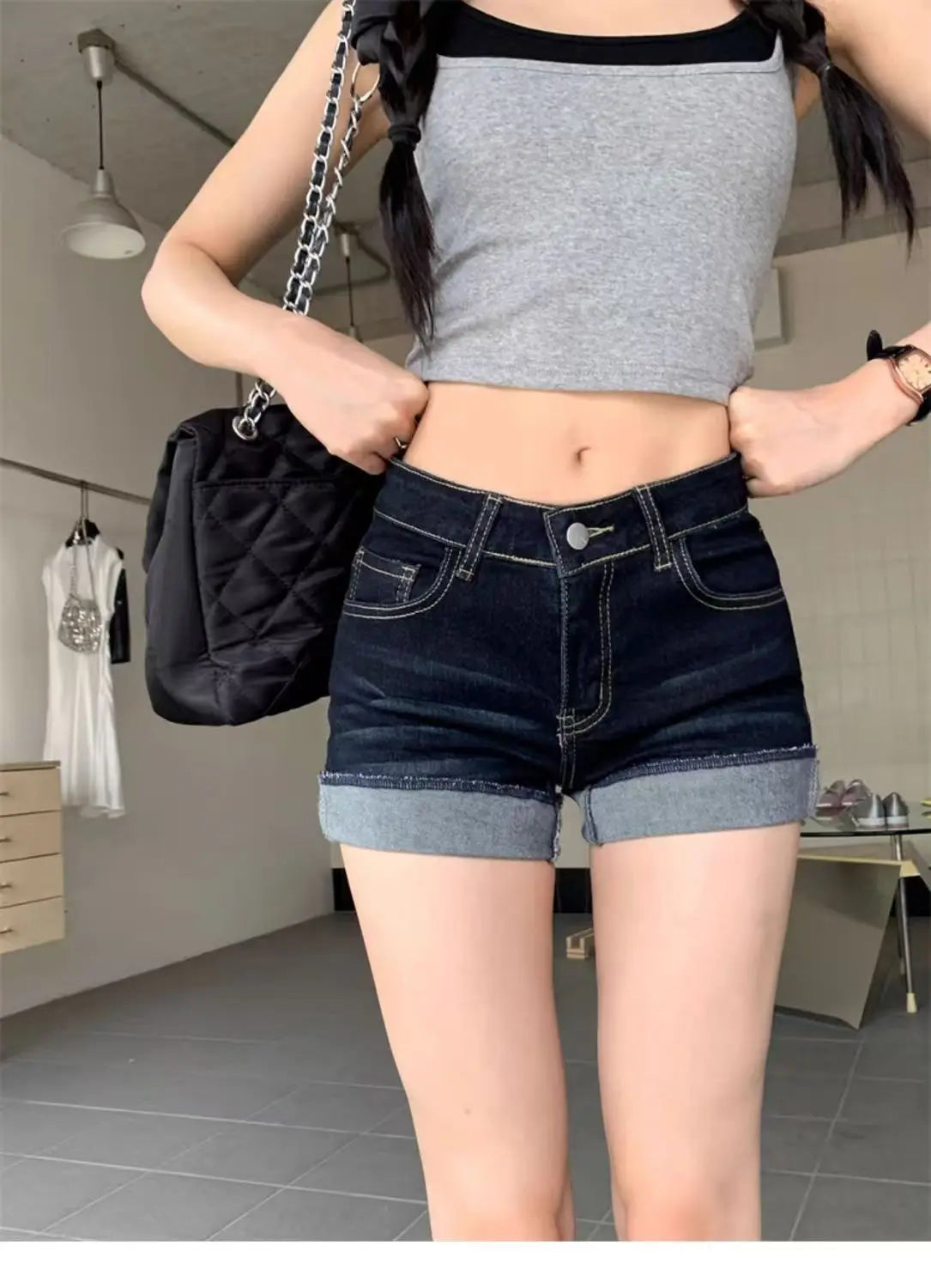 Spring Summer Slim Casual Denim Shorts Women Skinny Jeans Short Pants Fashion High Elastic Blue Hot Shorts Girls Denim Shorts