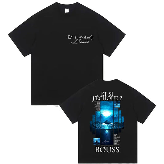 Rapper BOUSS ET SI J'ECHOUE ?  Tour 2025 Graphic T Shirt Men's Retro Hip Hop Short Sleeve T-shirts Pure Cotton Tshirt Streetwear