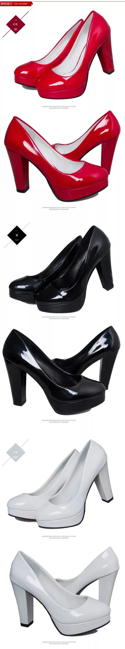 High Heels Shoes Women White Wedding Shoes Thick High Heels Fashion Party Pumps Footwear Black Red Big Size Spring