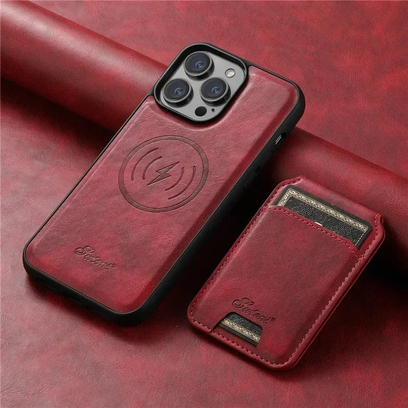 Magsafe Magnetic 2 In 1 Detachable Wallet Leather Case For iPhone 12 13 14 15 16 17 Pro Max Plus 16E 17 Air Holder Cover