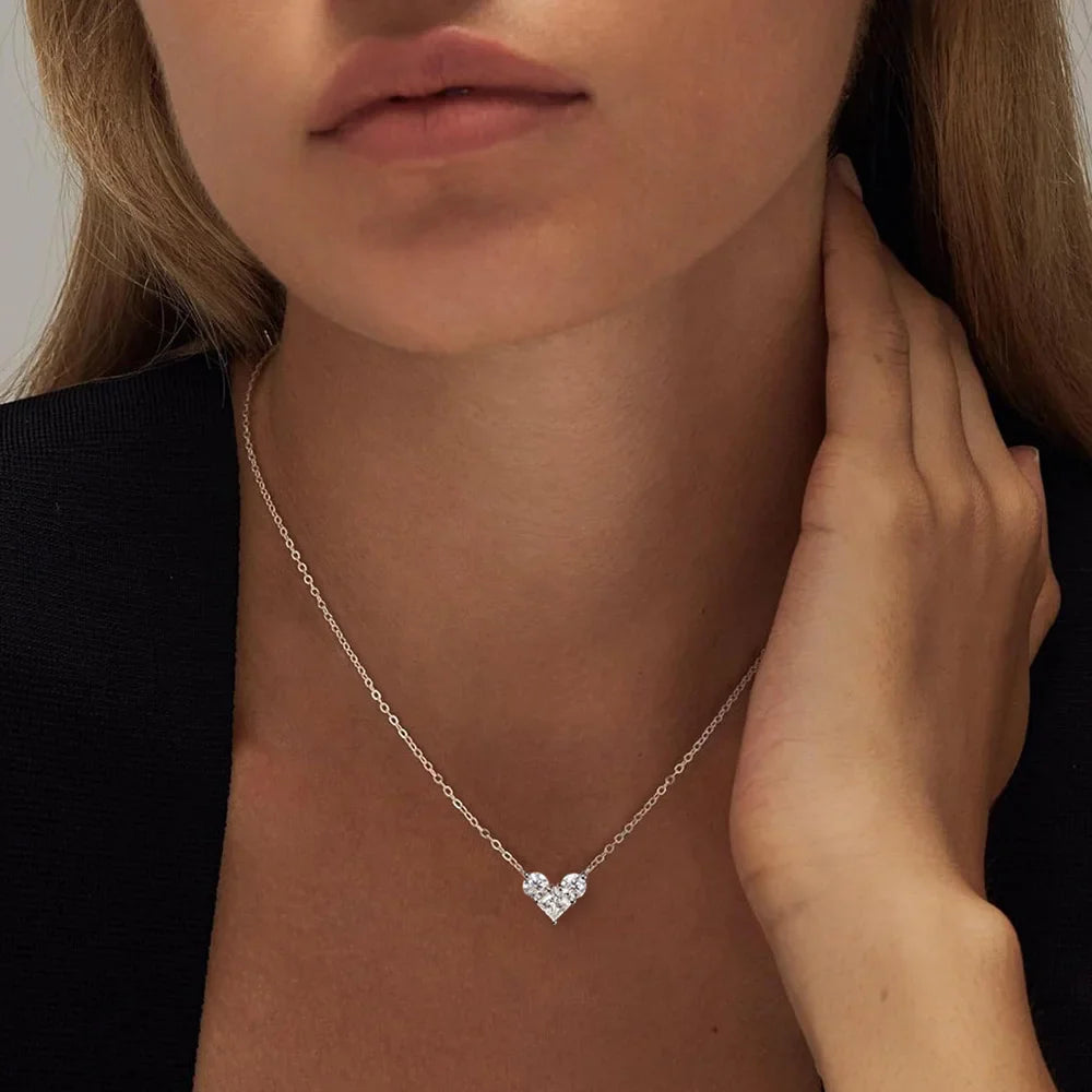 Moissanite Pendant Necklaces for Women 1 - 1.8ct D VVS1 Lab Diamond with Certificates s925 Silver Chain Dainty Necklace