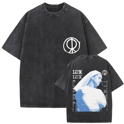Rosalia Lux Tour Album 2025 Vintage Washed T Shirts Men Women Casual Oversized Cotton T-shirt Fashion Pop Print Clothing Tshirt