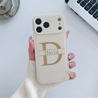 Custom Capital Letters Name Artificial Leather Multicolored Phone Case Gift For iPhone 17 16 15 14 13 12 11 Pro Max 17 Air Plus
