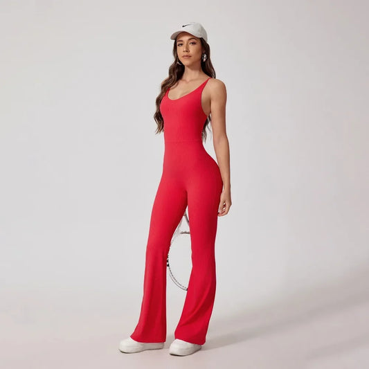 Seamless Yoga Jumpsuit Sets Beautiful Back Tight Hip Lift Trousers Micro Flared Trousers Outdoors Sports Fitness tracksuit Woman