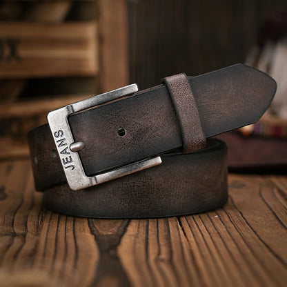 A men's and women's casual retro belt Western style! PU leather belt with metal buckle, suitable for daily work wear