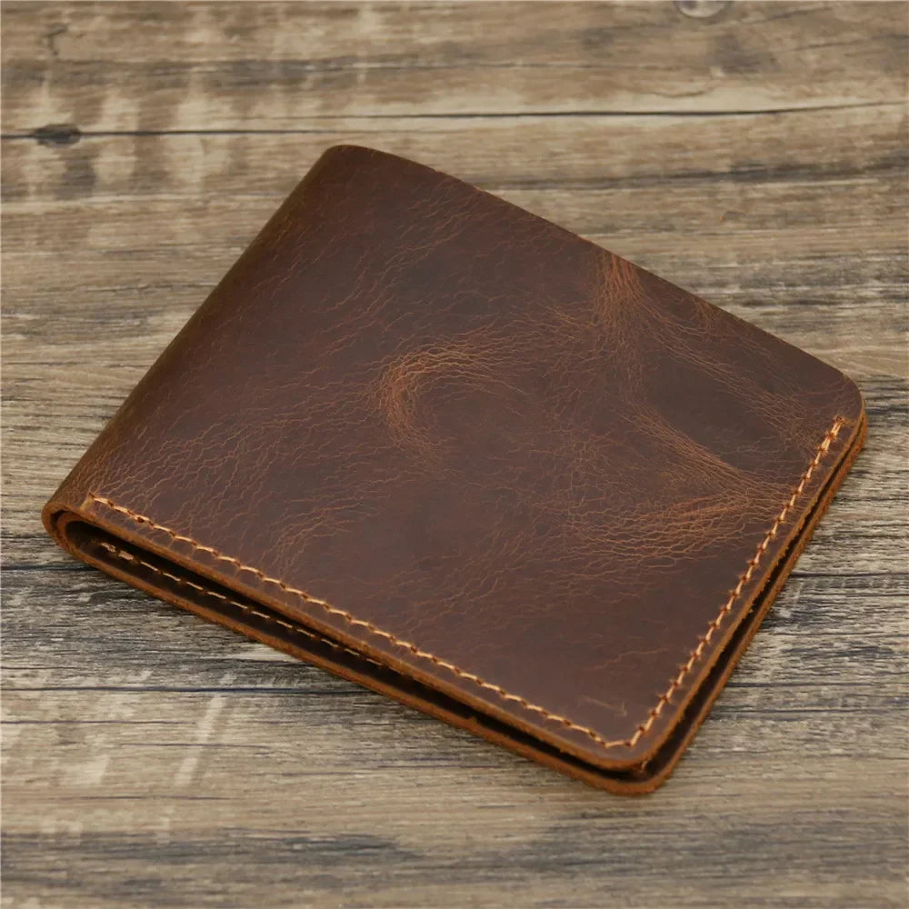 Men's Crazy Horse Leather Wallet, Genuine Leather Wallet, Card Bag, Simple Retro European and American Style, Mens Purse 2026