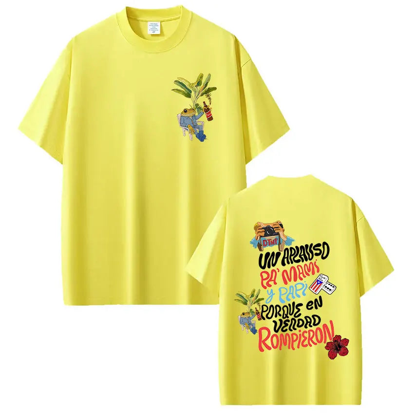 Rapper Bad Bunny T-shirt Debi Tirar Mas Fotos DTMF World Tour T Shirts Men's Clothing Fashion Hip Hop Vintage T-shirt Streetwear