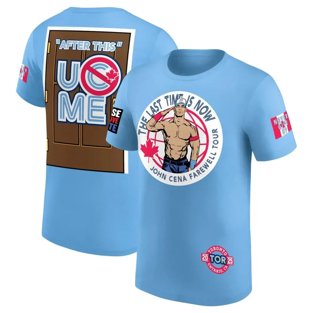 Men's light blue John Sena farewell tour Toronto T-shirt Summer breathable and quick-drying fashion sportswear top