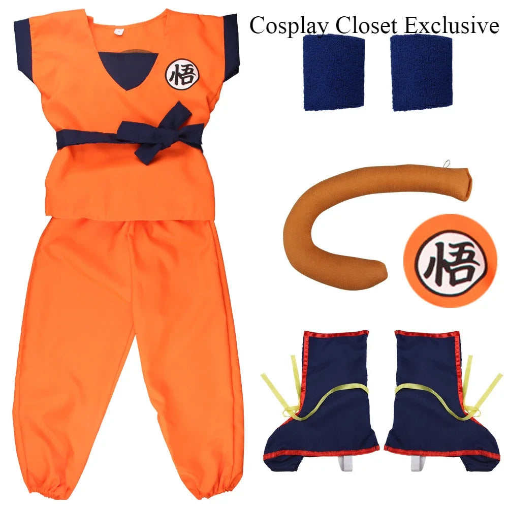 Anime Cosplay Hero Wu kong Uniform Gui Wu For Girls Boys Wigs Full Set Shoe Anime Son Goku Cosplay Costume Carnival Halloween