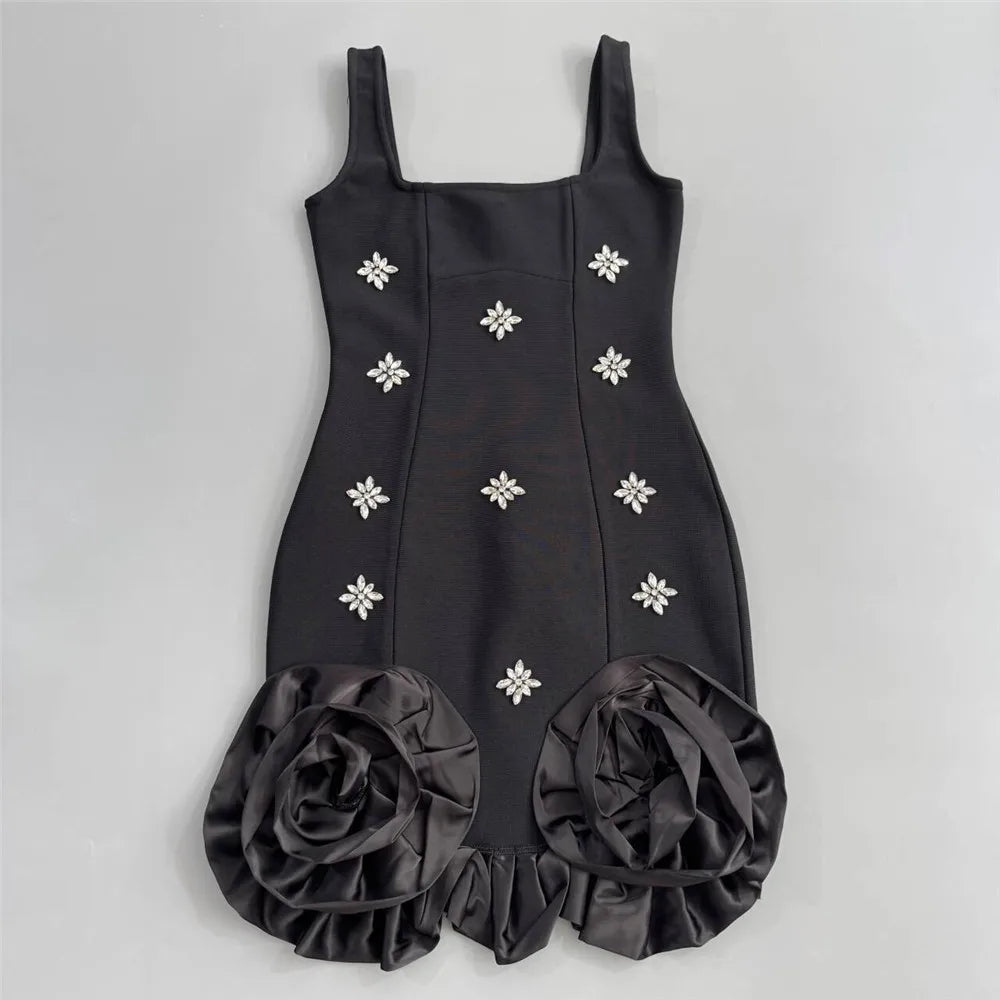 Women Sexy Ruffles Summer Clothing 2025 New Sleeveless Bandage Dress Club Party Mini Dresses