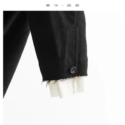 Designer Style~Fake Two-Piece Fringed Fringe Oversized Jacket Women's Casual Loose Blazer 2026 Spring New Style