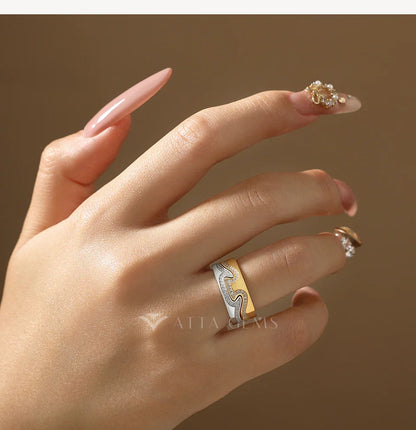 May New Two-Tone Wave Rings for Women Men S925 Silver Interlocking Moissanite Ring Trendy Statement Party Jewelry Gifts