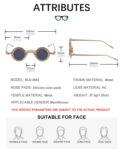 Steampunk Sunglasses For Men Metal Frame Vintage Retro Round Fashion Glasses Punk Dropshipping Gafas De Sol Lunette De Soleil