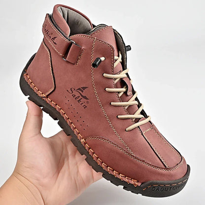 New 2024 Autumn Handmade Leather Men Boots Design Sneakers Man Breathable Casual Leather Shoes Men Ankle Boots Outdoor Boats