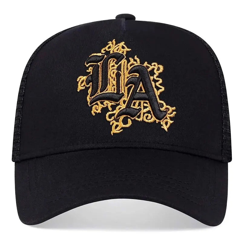 Unisex LA Letter Embroidery Baseball Net Caps Spring and Summer Outdoor Adjustable Casual Hats Sunscreen Hat