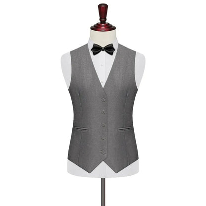 Men 2-piece Set British Style Single-breasted V-neck Vest Man Straight-leg Pant Male Slim Wedding Office Casual Outfit