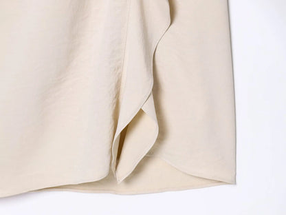 Women New Fashion Round Neck Pleated Short Sleeve Waist Dress Women Casual Sexy Side Zipper Button Solid Midi Summer Dress