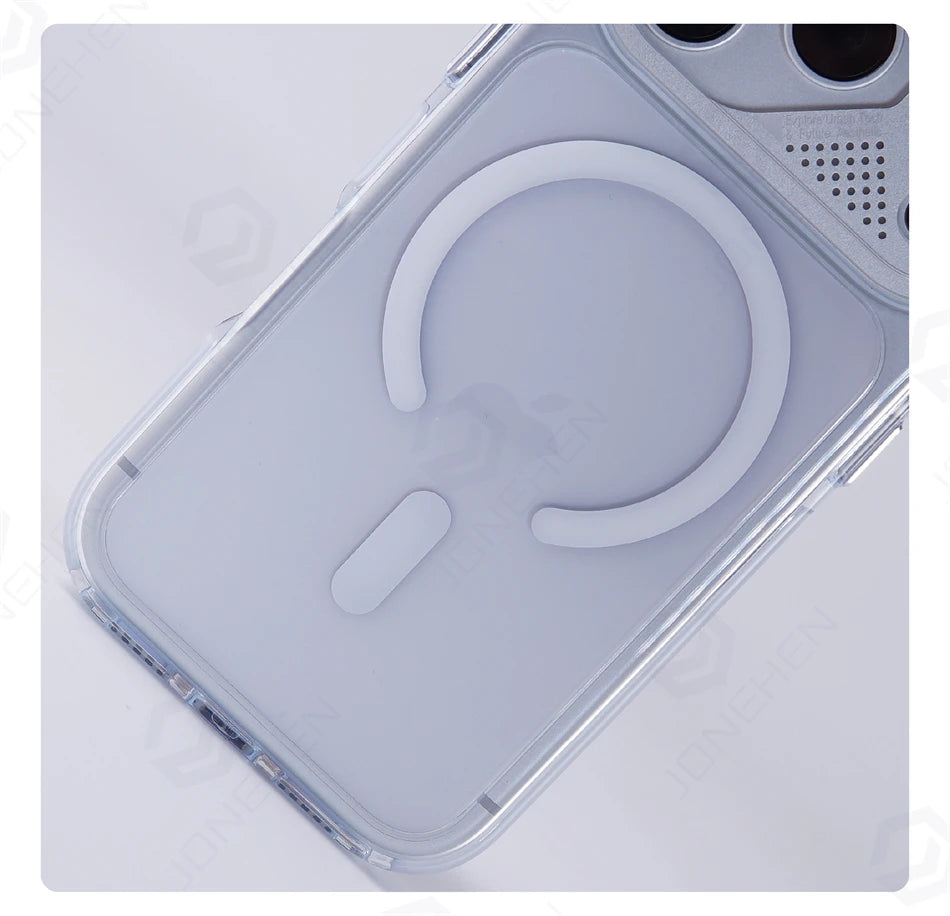Luxury Transparent For Magsafe Magnetic Case For iPhone 17 Pro Max 17pro Technology Style Metal Lens Protection Clear Hard Cover