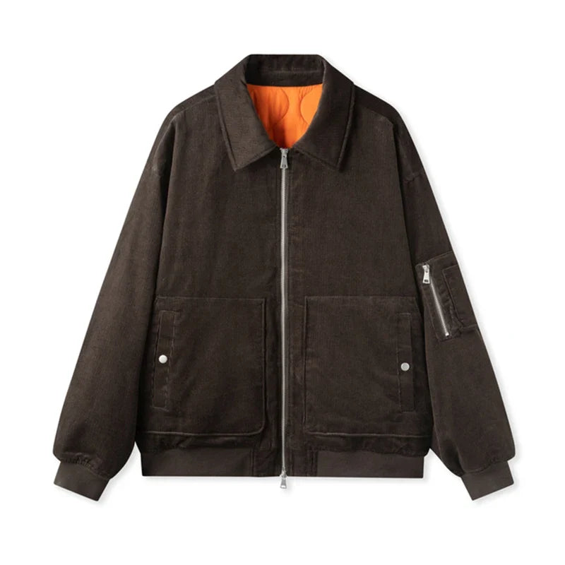 Cotton Jacket Men Corduroy Texture 2024 Winter New Pilot Jacket Thick Oversize Cotton Jacket