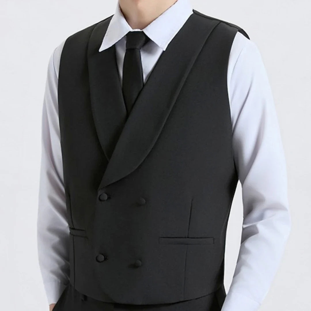 Men Vest Gray With Lapel Double Breasted Solid Waistcoat For Wedding Banquet Office Business Work Casual Daily Men Suit Vest