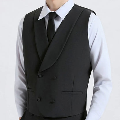 Men Vest Gray With Lapel Double Breasted Solid Waistcoat For Wedding Banquet Office Business Work Casual Daily Men Suit Vest