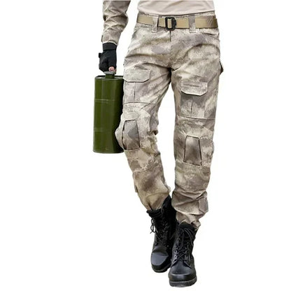 Men's Fashion Outdoor Hiking Overalls Pants Camouflage Tactical Pants Hunting Uniform Fighting Multi-Pocket Trousers