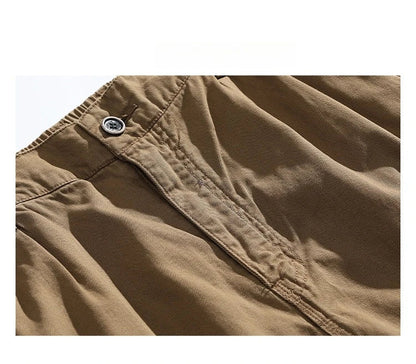 Japanese Vintage Cargo Pants Men Premium Cotton Loose Fit Straight Leg American Fashion Casual Trendy Streetwear Long Workwear