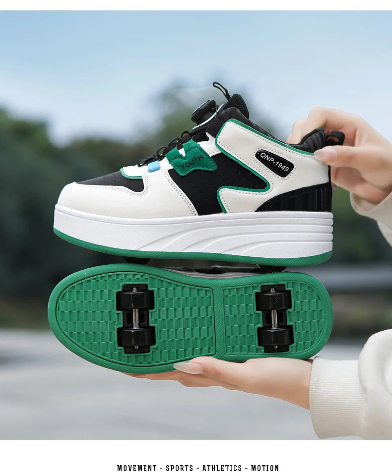 Students Children's Shoes Four Wheel Light Shoes Boys Invisible Roller Shoes Large Size Outdoor Sports Walking Shoes Women