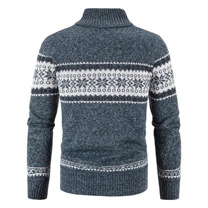Winter Men's Fleece Cardigan Christmas Knit Sweater Coat Business Casual Jacket High Quality Male Wool Cashmere Clothing