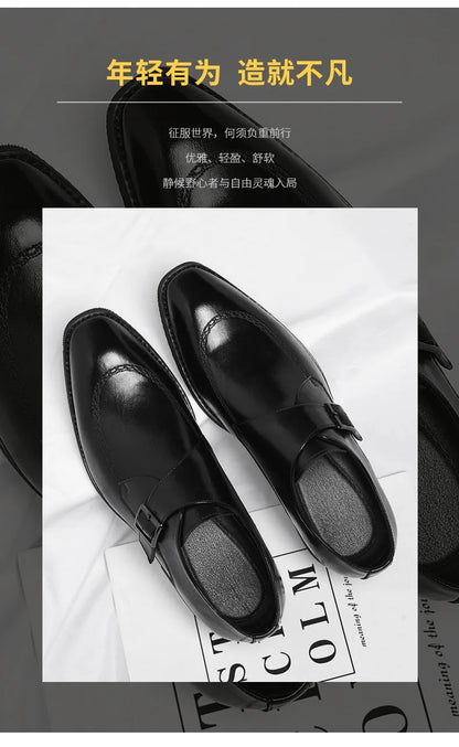 Buckle Designer Big Size Dress Shoes for Men Spring Autumn Solid Color Cow Leather Shoes Male Fashion Business Casual Shoe Man