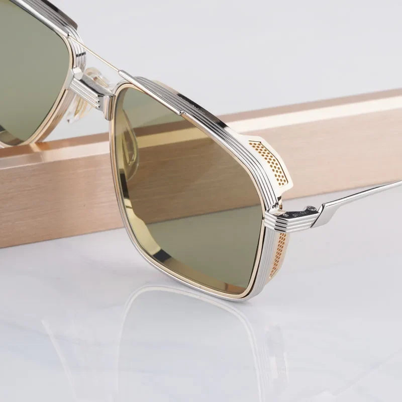 Jagger Limited Edition Sunglasses Square Metal 10th Anniversary Handmade Double Bridge Alloy Gradient UV400 High Quality Glasses