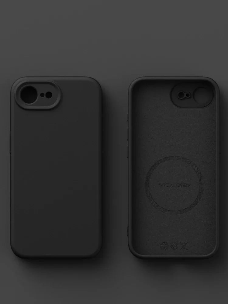 حافظة هاتف فاخرة مغناطيسية أصلية من السيليكون السائل لهاتف iPhone 17E 16E غطاء خلفي بملمس جلدي غير لامع (فاندا)