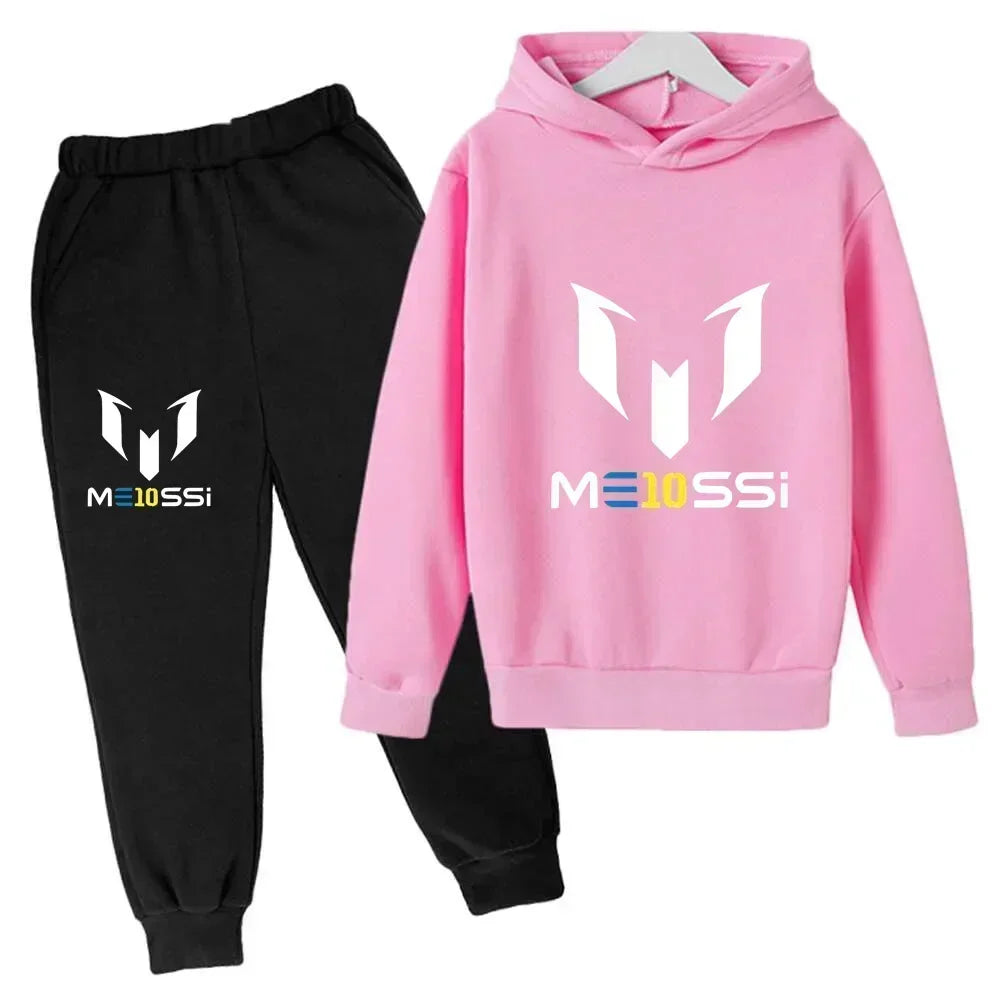 Autumn Football Star Messi 3-12Y Children Hoodies Sets Pants Suit 2 Pcs Sets Kids Boy Girl Clothing Casual Fashion Tracksuits