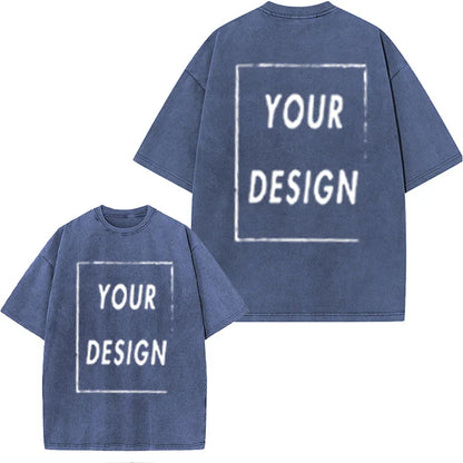 Men's and Women's Cotton Washed T-Shirt Custom Printed T-Shirt 230G Top DIY Your Favorite Pattern or Logo Fashionable Custom Top