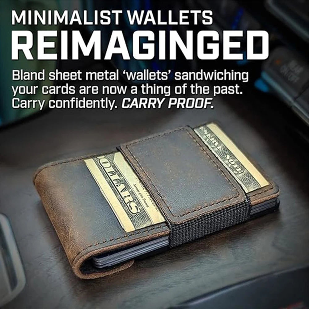 Men's Slim Minimalist Wallet Leather Metal RFID Blocking Front Back Pocket Card Holder