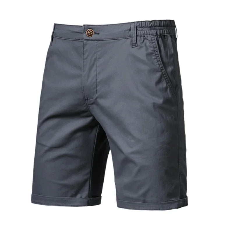 2026 New Summer 100% Cotton Solid Shorts Men High Quality Casual Business Social Elastic Waist Men Shorts 10 Colors Beach Shorts