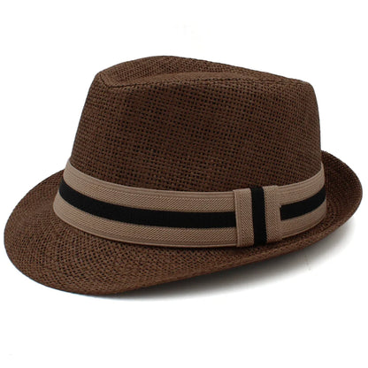 2 Sizes Parent-child Men Women Kids Boy Straw Fedora Hats Summer Trilby Sunhat Classical Jazz Caps Sombrero Beach Outdoor Travel